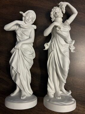 Pair of White Ceramic Classical Goddess Statues